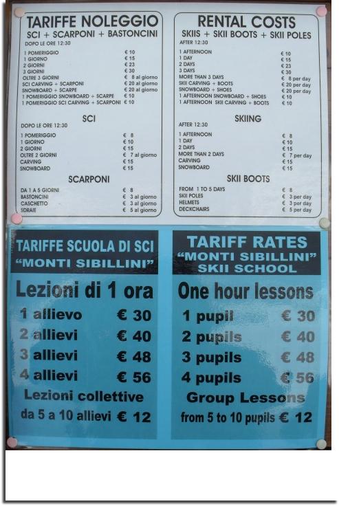 ski prices sibillini school sassotetto italy