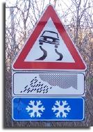 italian road sign slippery ice snow